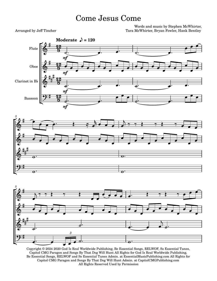 Come Jesus Come Woodwind Quartet scores gallery preview page 2