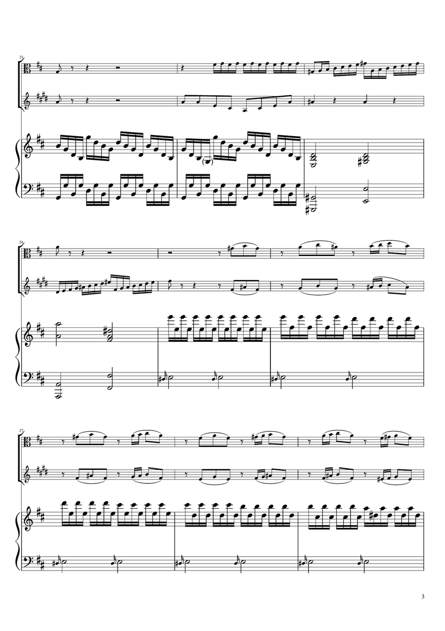 Sonta for 2 Pianos D major KV448 6.375a / Viola & Trumpet, Piano trio B-Flat Trumpet scores gallery preview page 3