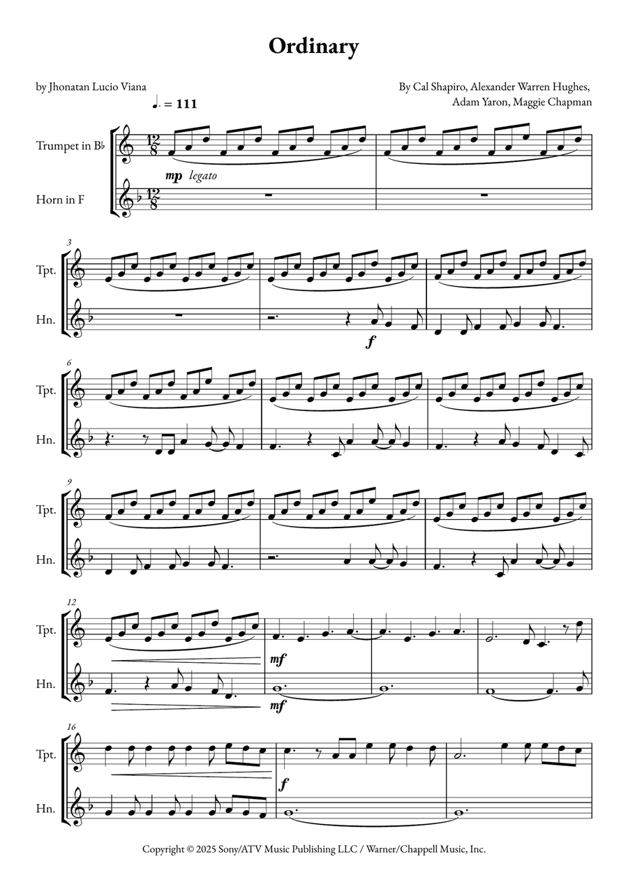 Ordinary Brass Duet scores gallery preview page 1