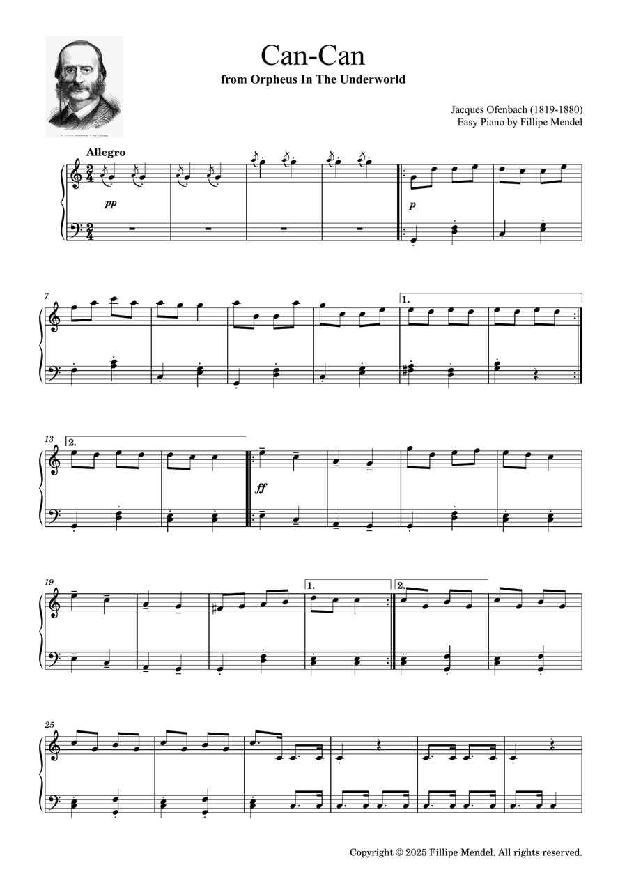 Offenbach - Can-Can (easy piano) Easy Piano scores gallery preview page 1