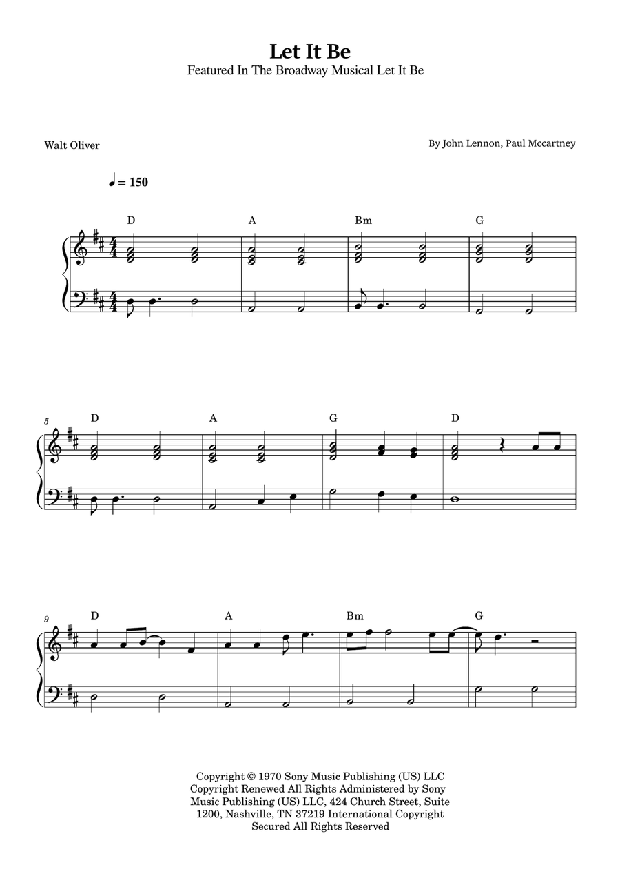 Let It Be Piano Solo scores gallery preview page 1
