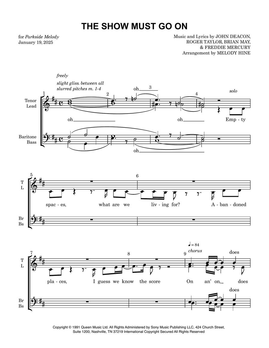 The Show Must Go On The Show Must Go On SSAA scores gallery preview page 1
