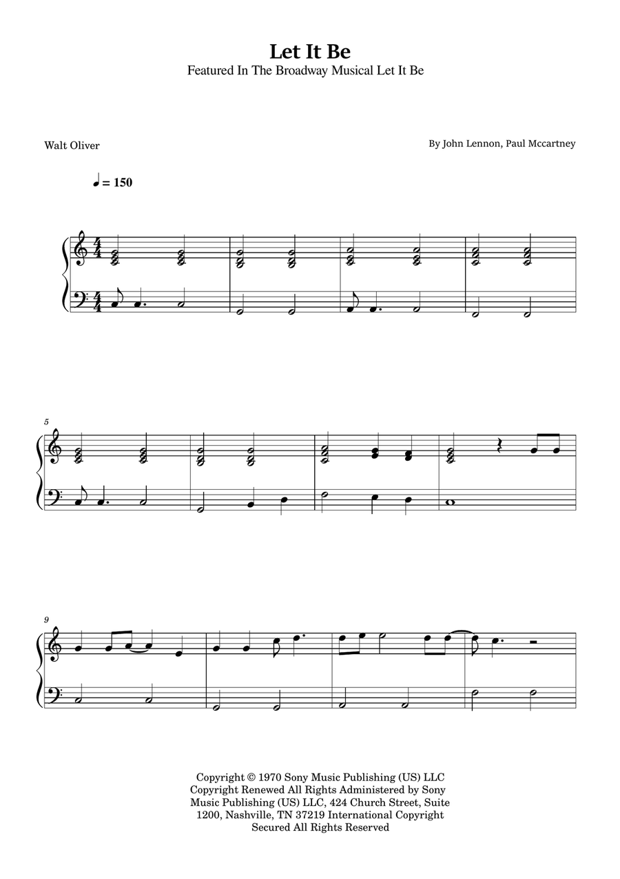 Let It Be Piano Solo scores gallery preview page 1