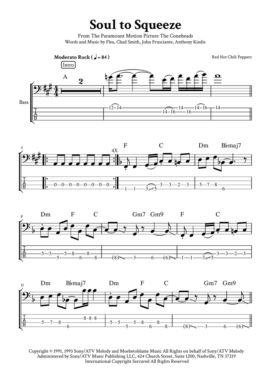 Soul To Squeeze Acoustic Guitar scores gallery preview page 1