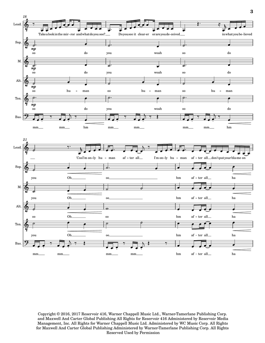 Human A Cappella scores gallery preview page 3