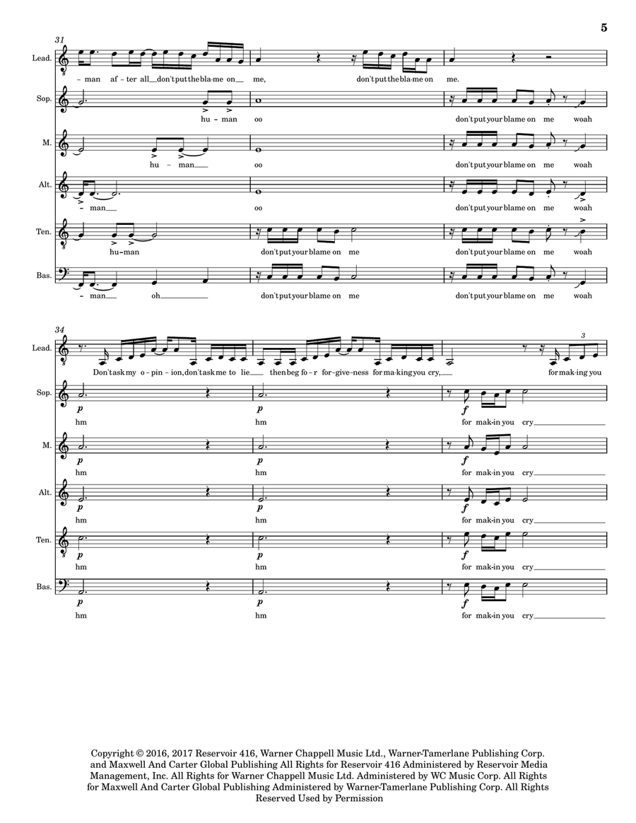 Human A Cappella scores gallery preview page 5