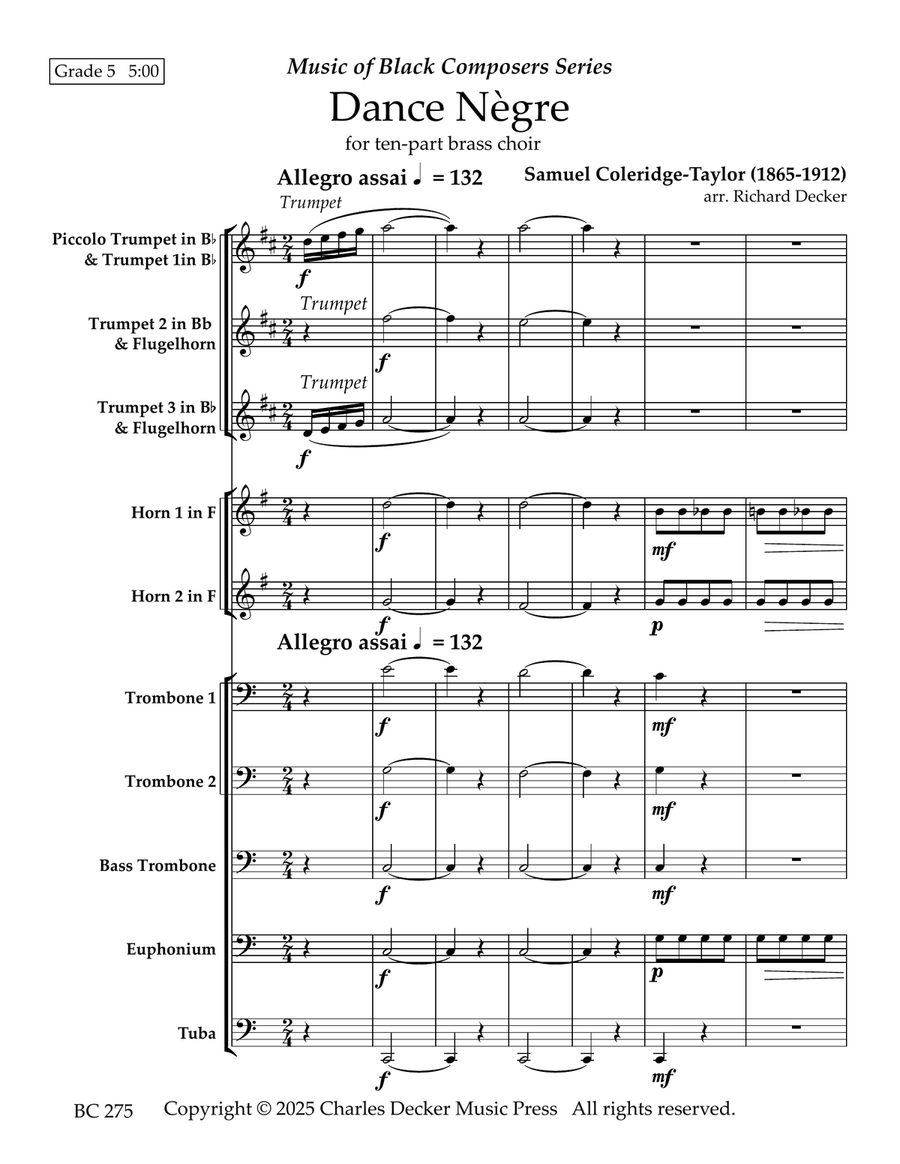 Danse Nègre from African Suite. Op. 35 for Ten Part Brass Choir Brass Ensemble scores gallery preview page 2