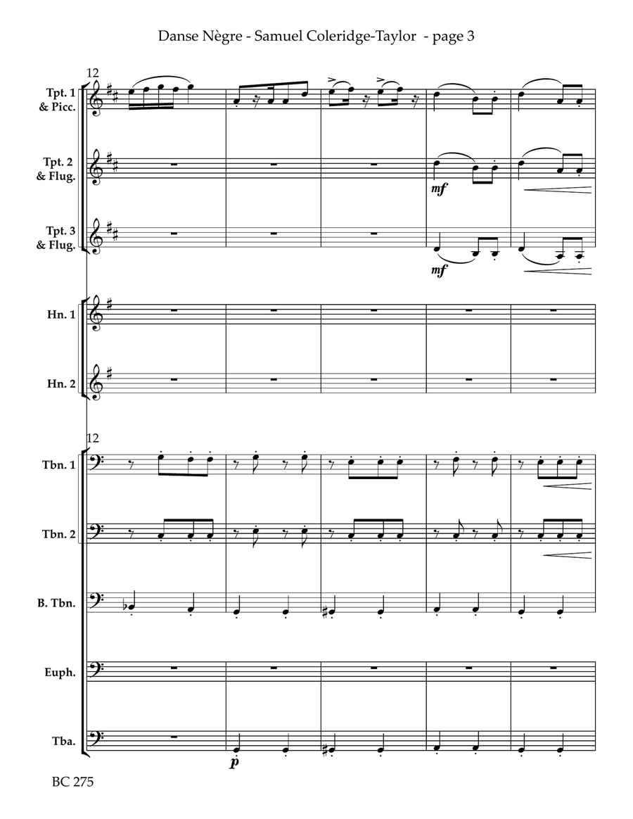 Danse Nègre from African Suite. Op. 35 for Ten Part Brass Choir Brass Ensemble scores gallery preview page 4