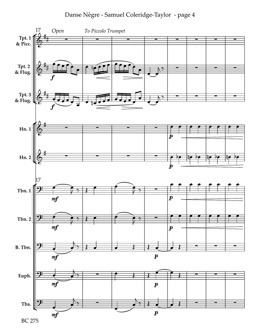 Danse Nègre from African Suite. Op. 35 for Ten Part Brass Choir Brass Ensemble scores gallery preview page 5