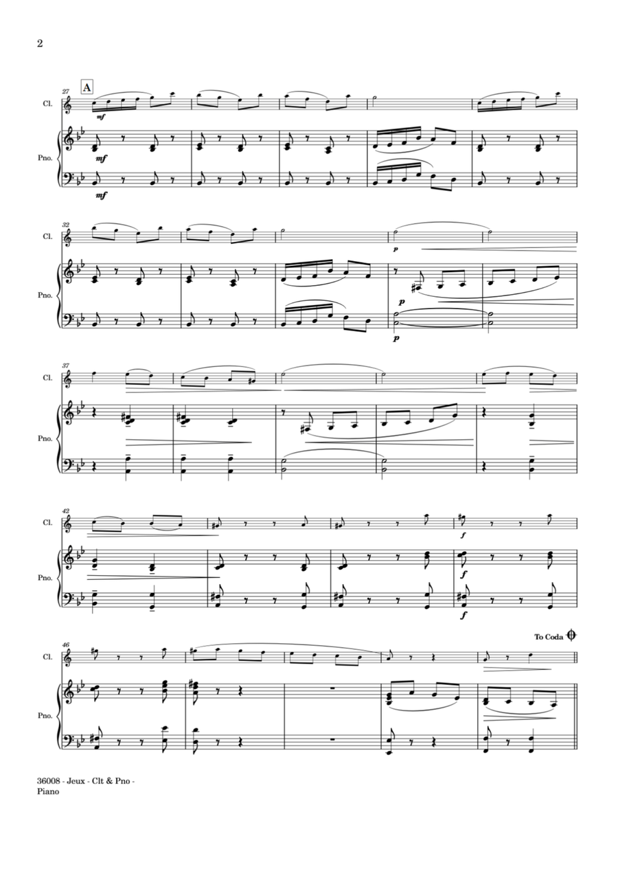 JEUX - CLARINET AND PIANO B-Flat Clarinet scores gallery preview page 3
