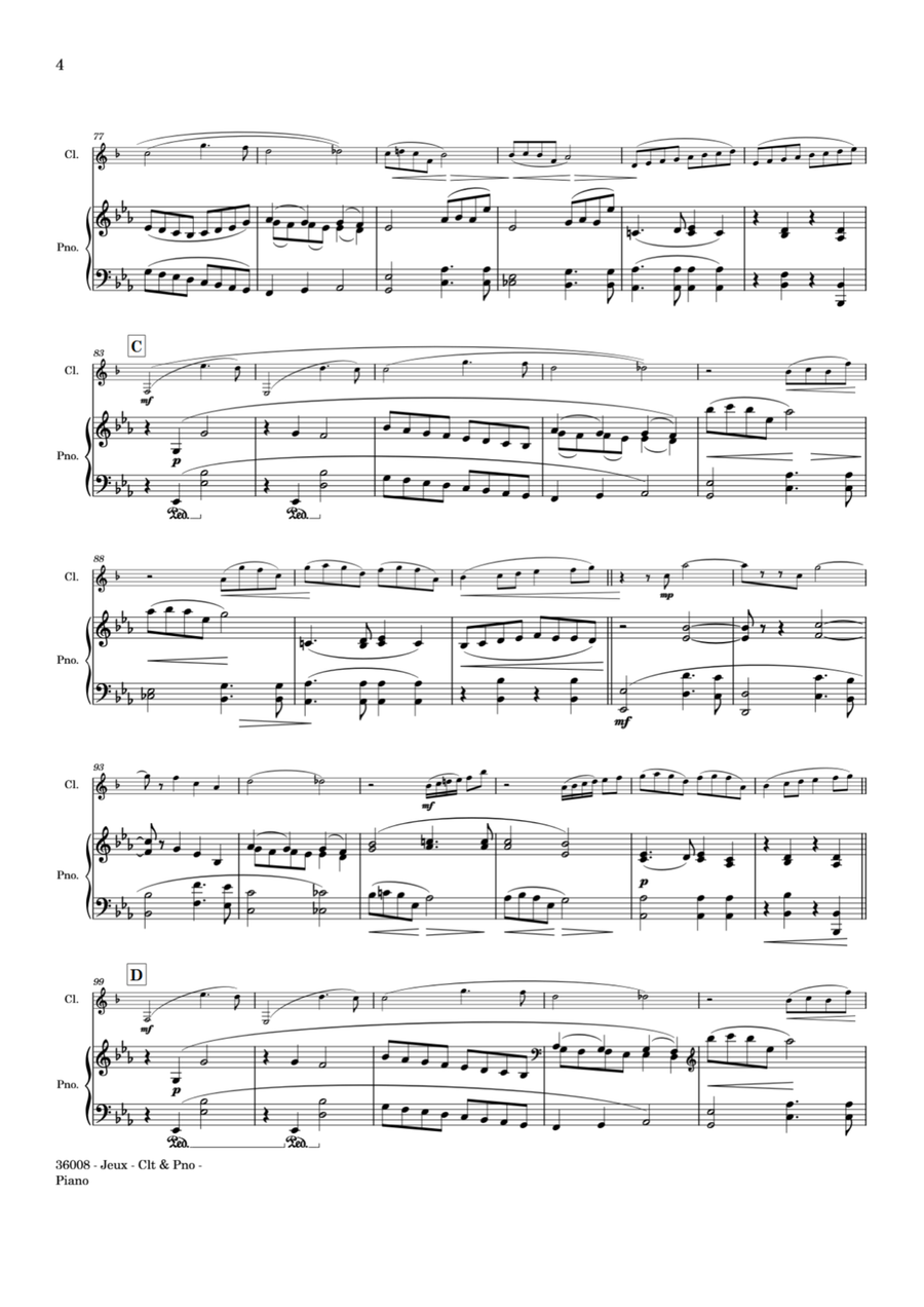 JEUX - CLARINET AND PIANO B-Flat Clarinet scores gallery preview page 5