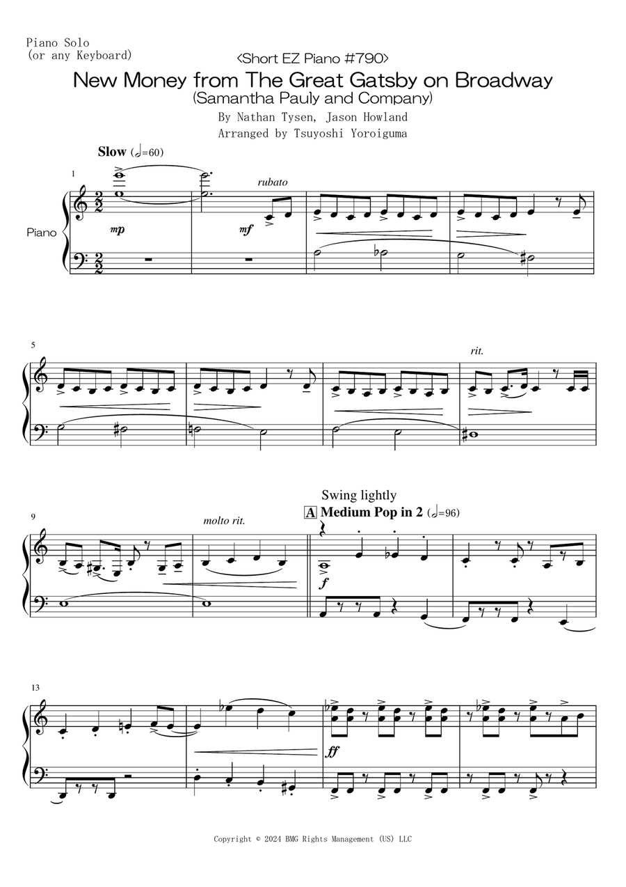 New Money Easy Piano scores gallery preview page 1