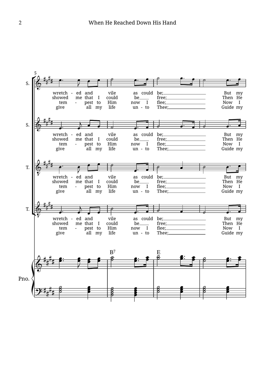 When He Reached Down His Hand For Me 4-Part scores gallery preview page 2