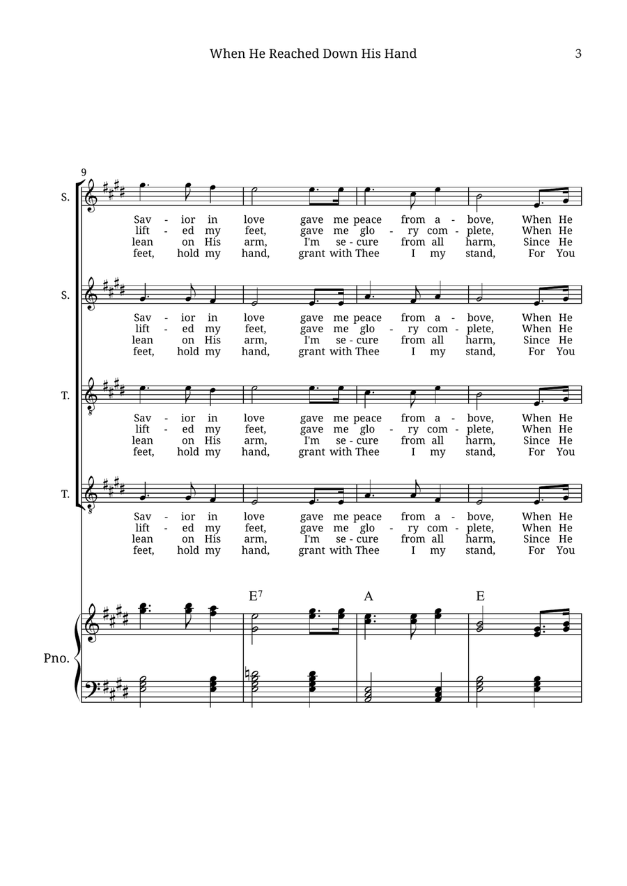When He Reached Down His Hand For Me 4-Part scores gallery preview page 3