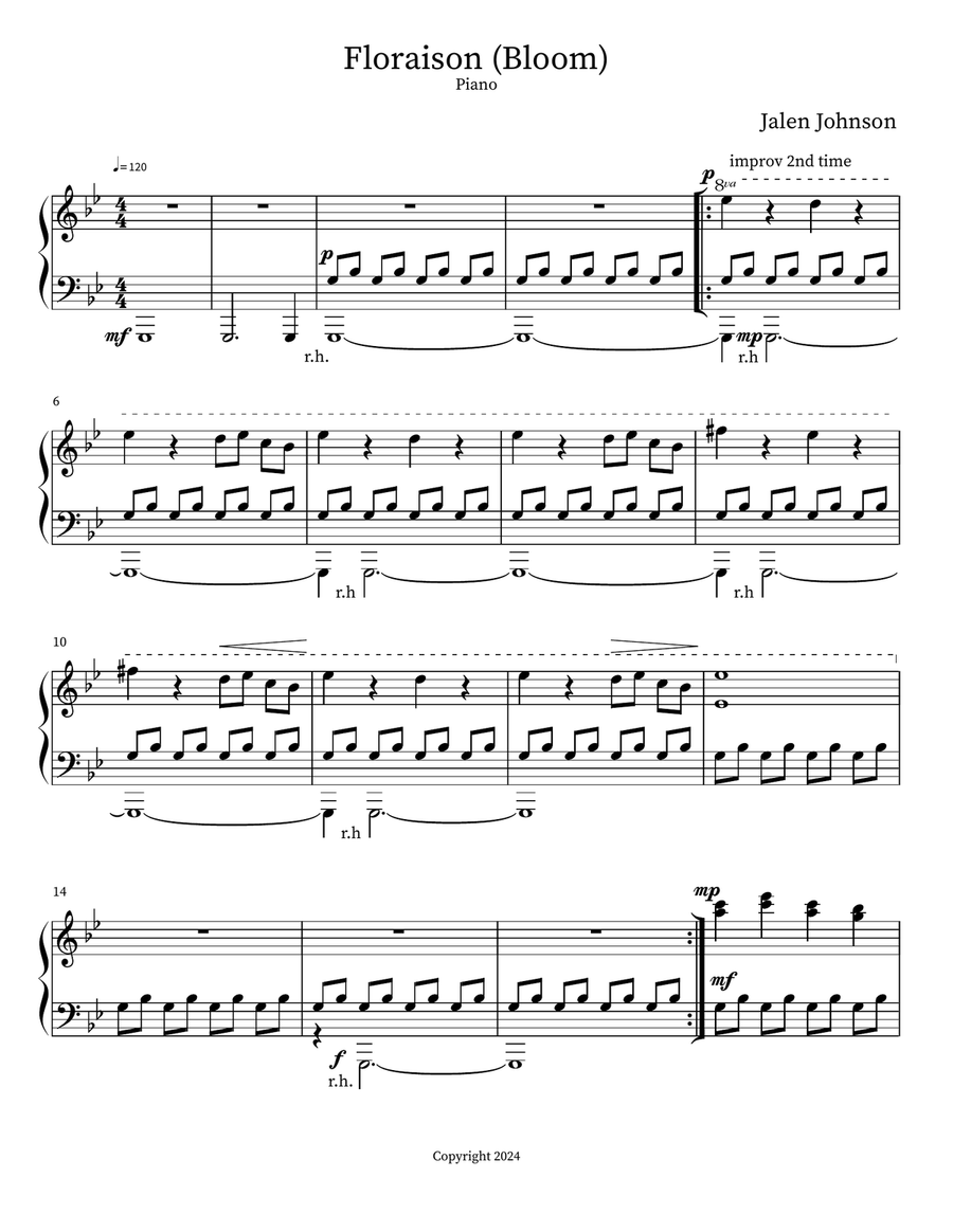 Floraison (Bloom) Floraison (Bloom) Piano Solo scores gallery preview page 1