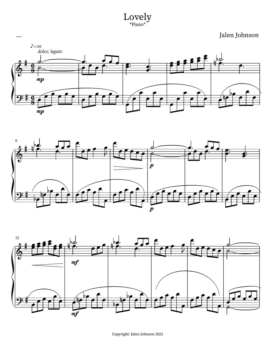 Lovely (Piano) Lovely (Piano) Piano Solo scores gallery preview page 1