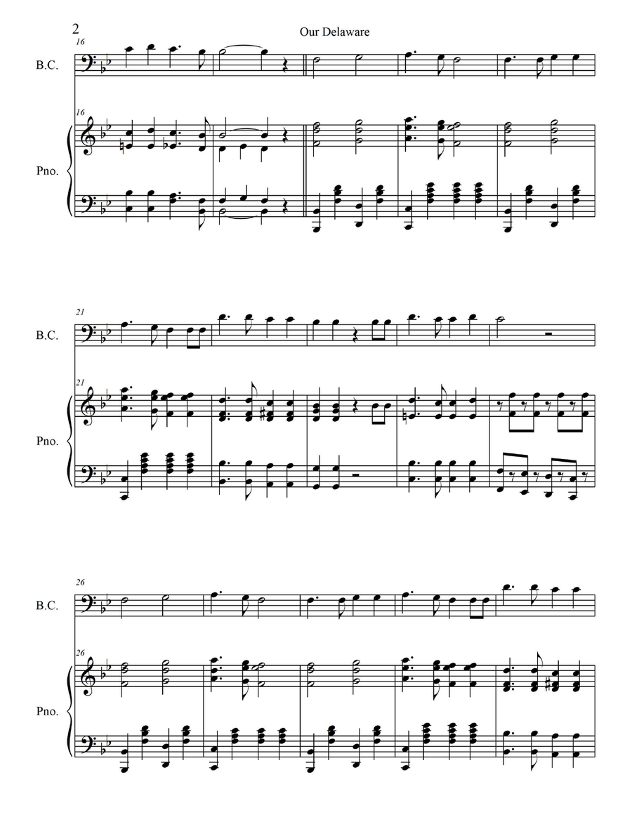 Our Delaware - for Bass Guitar with Piano Acccompaniment Double Bass scores gallery preview page 4