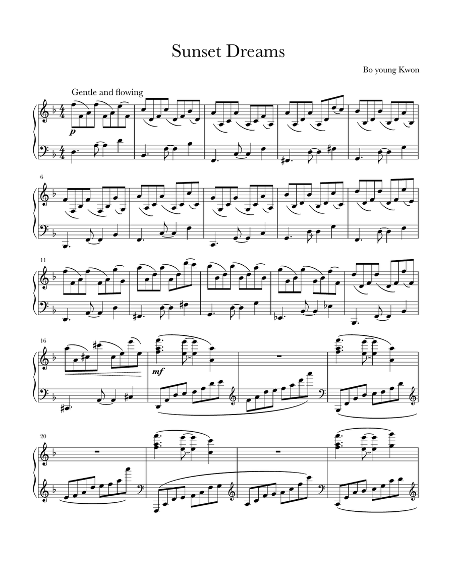 Sunset Dreams Piano Solo scores gallery preview page 1