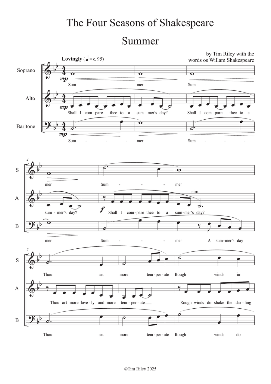 The Four Seasons of Shakespeare (SAAB) 3-Part scores gallery preview page 1