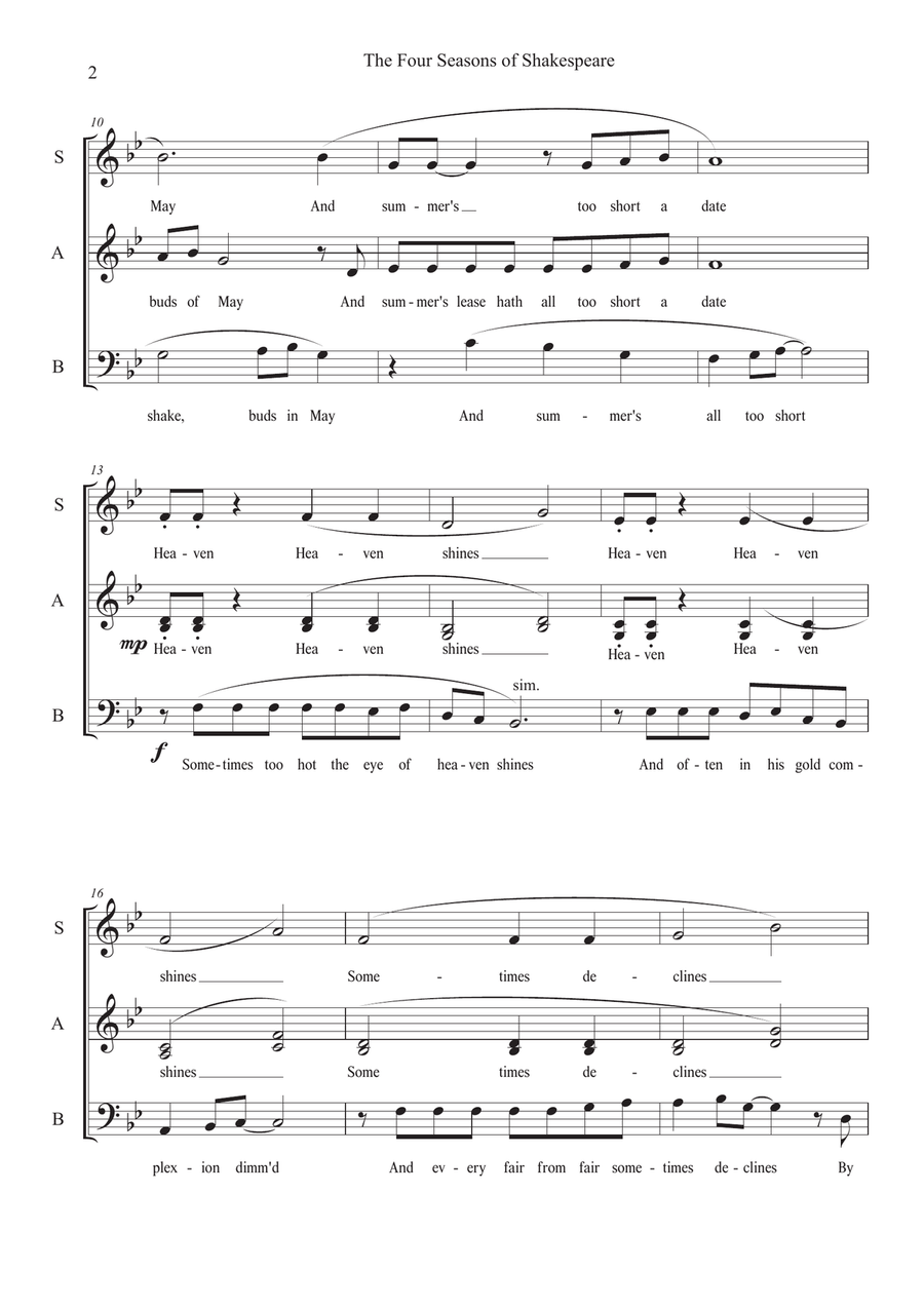The Four Seasons of Shakespeare (SAAB) 3-Part scores gallery preview page 2