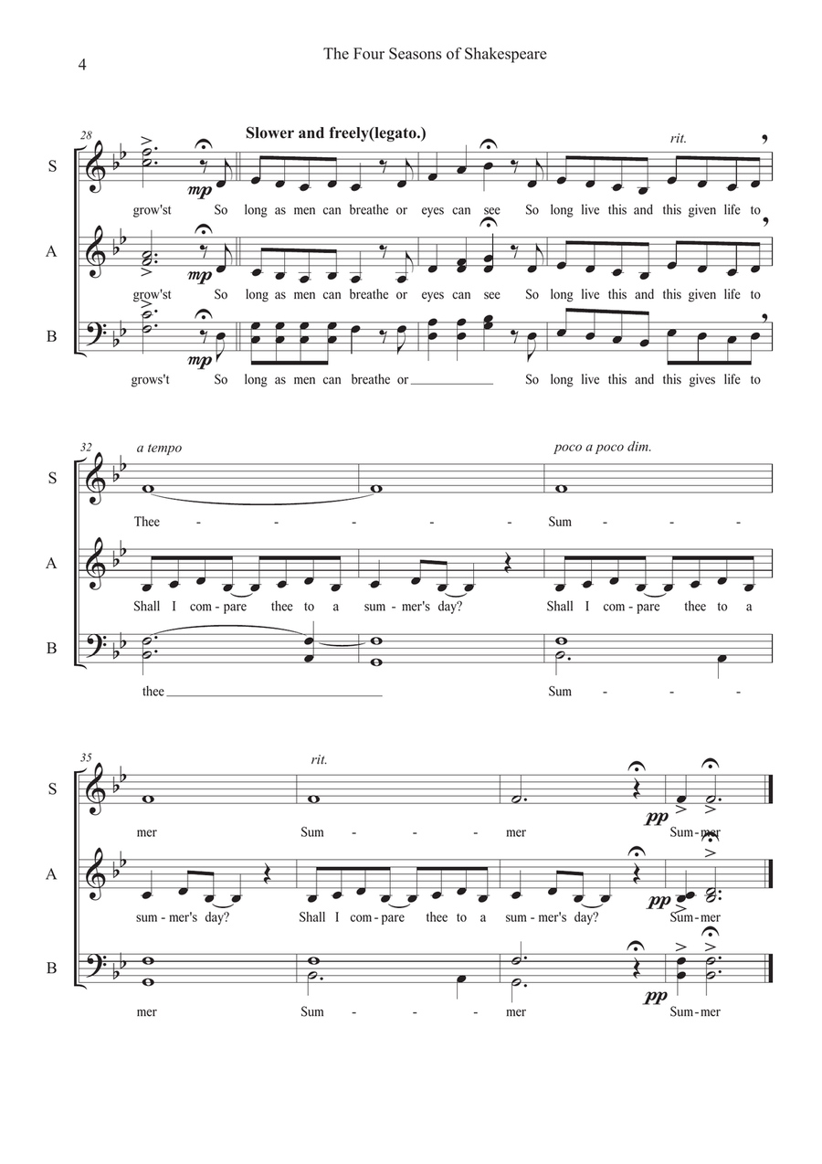 The Four Seasons of Shakespeare (SAAB) 3-Part scores gallery preview page 4