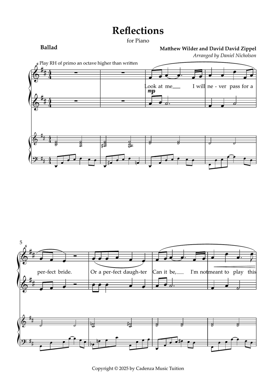 Reflection Reflection 1 Piano, 4-Hands scores gallery preview page 1