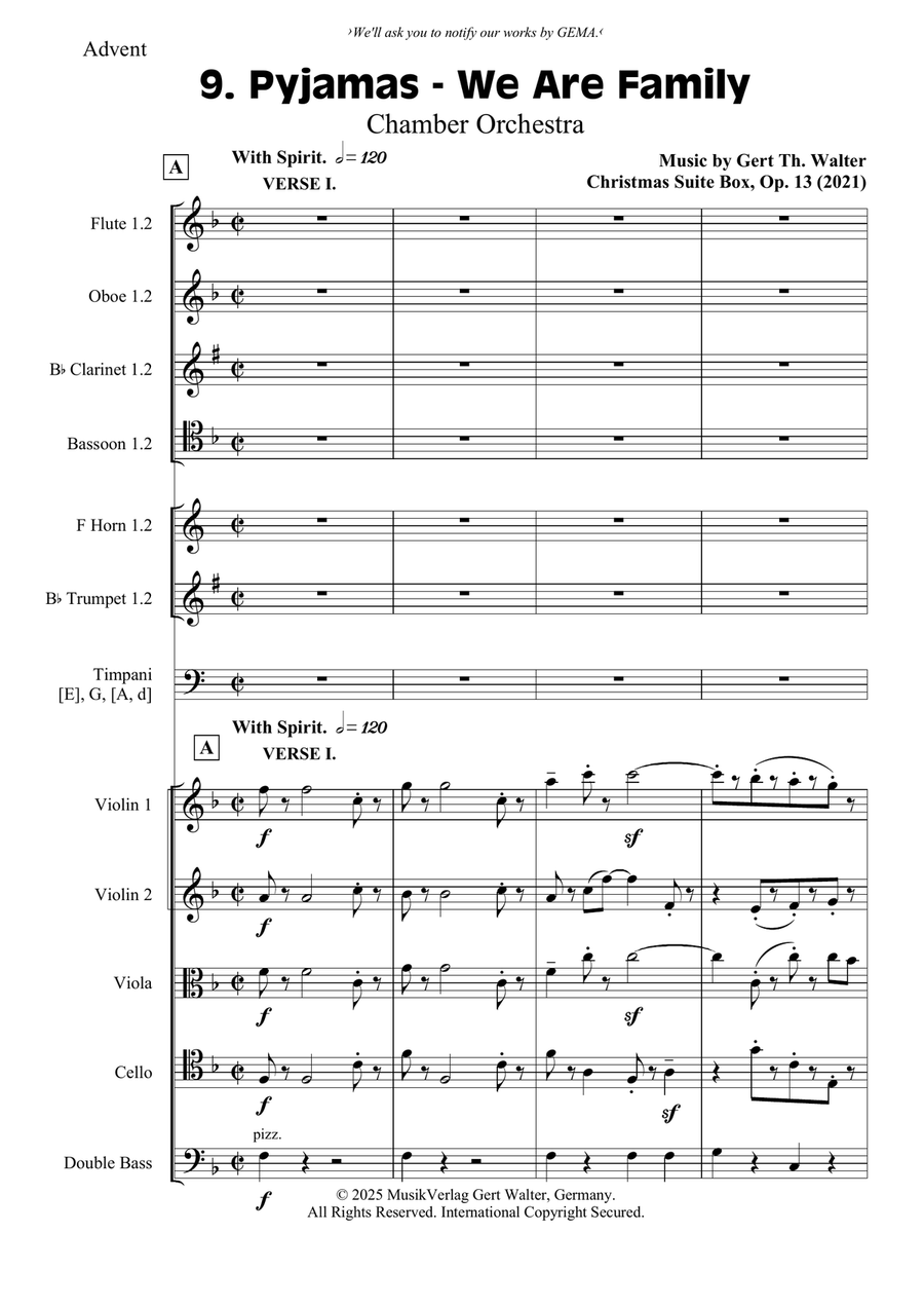 Pyjamas - We Are Family Pyjamas - We Are Family Chamber Orchestra scores gallery preview page 1
