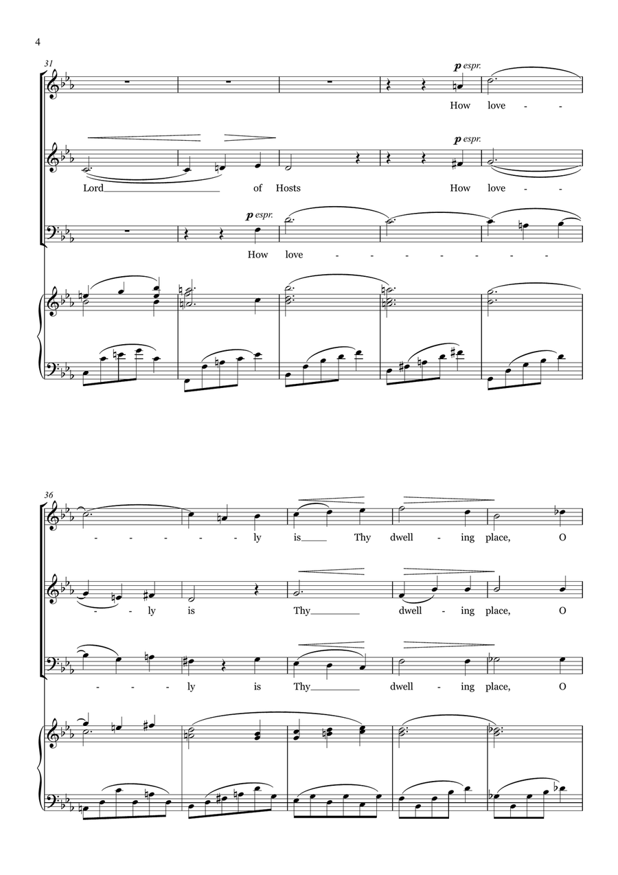 How Lovely is Thy Dwelling Place (SABar & piano) 3-Part scores gallery preview page 4