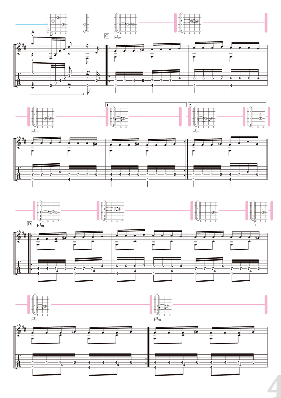 Tchaikovsky : Danse des Mirlitons - from “The Nutcracker Suite” [for solo acoustic guitar] Acoustic Guitar scores gallery preview page 4