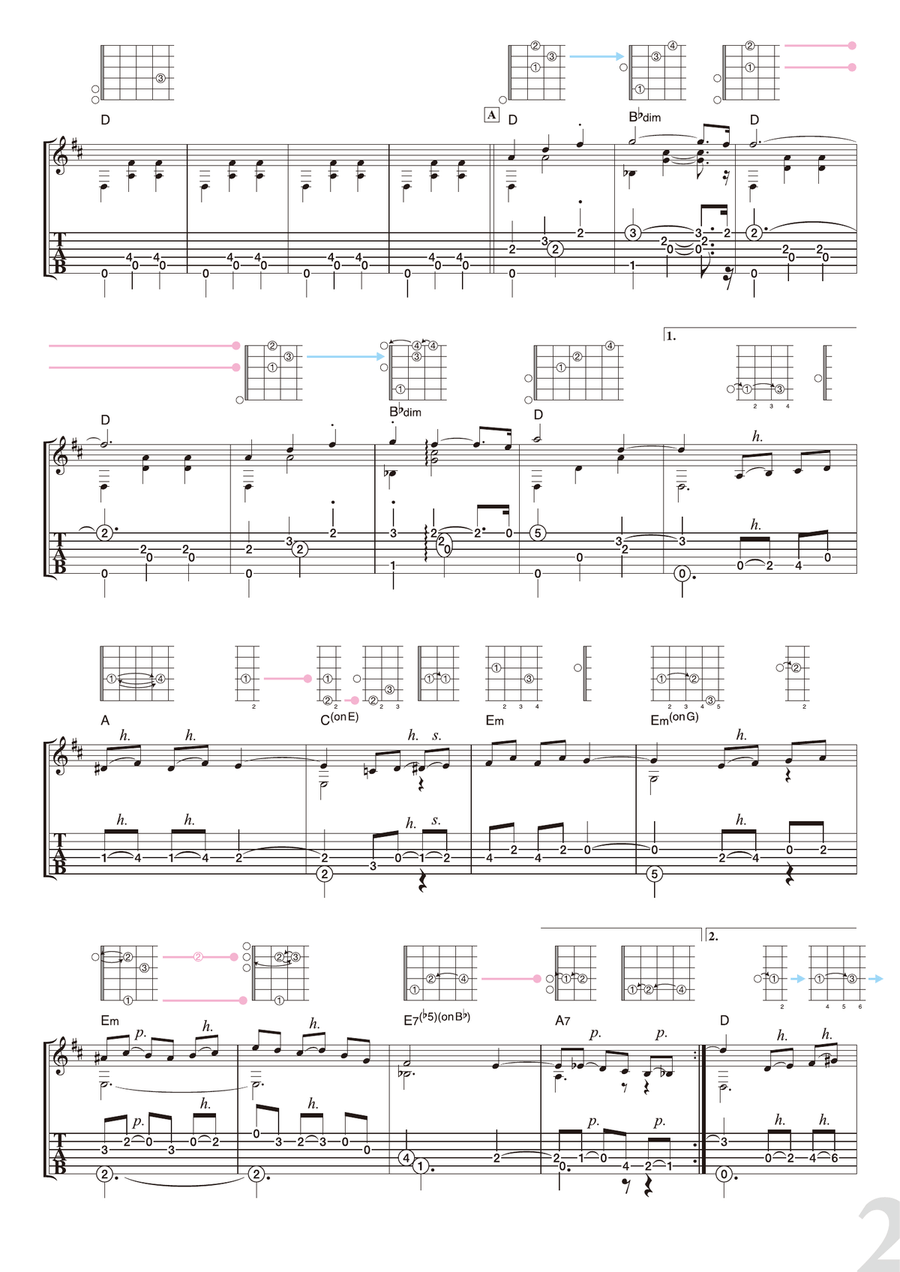 Tchaikovsky : Valse des Fleurs - from “The Nutcracker Suite” [for solo acoustic guitar] Acoustic Guitar scores gallery preview page 2