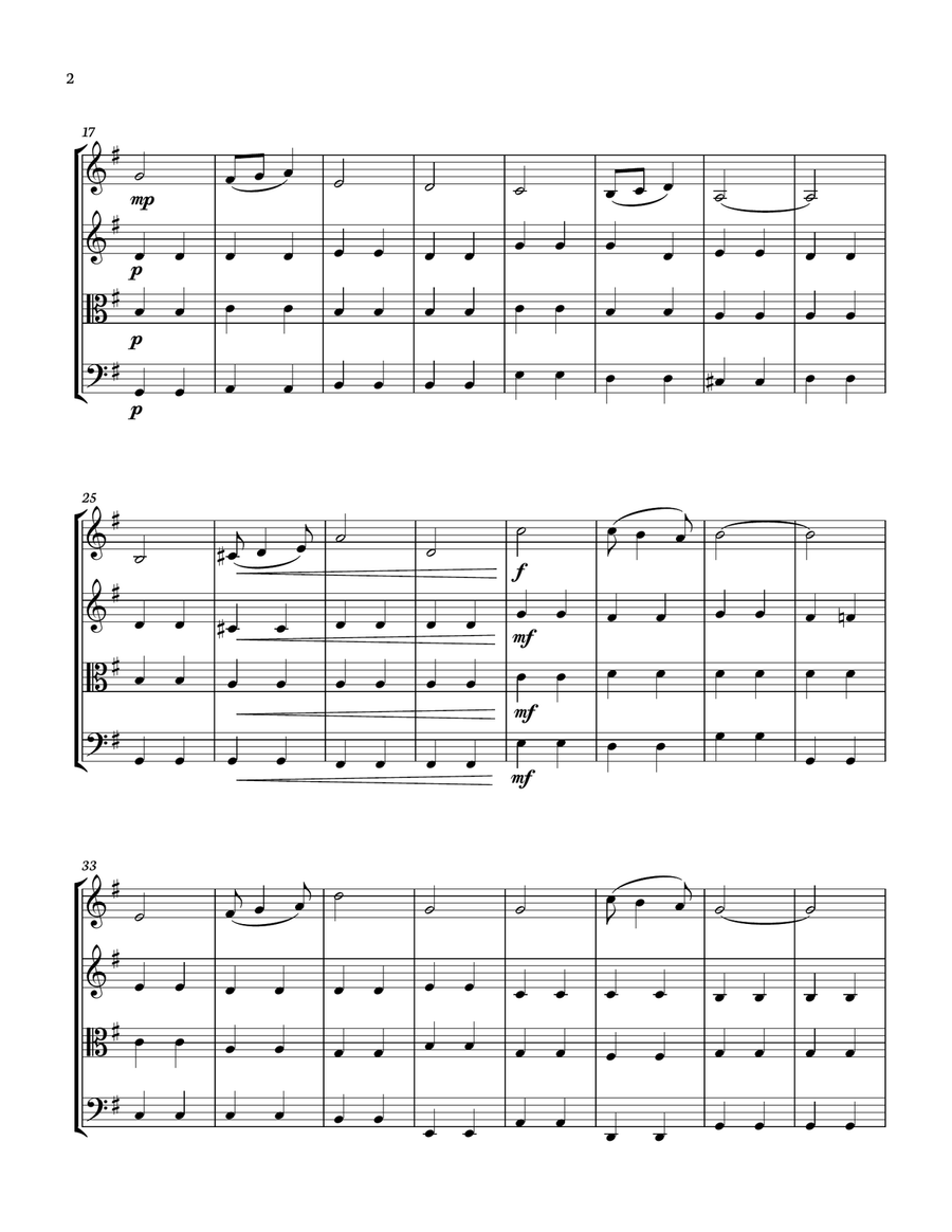 Pomp and Circumstance - String Quartet with chords - Score and parts String Quartet scores gallery preview page 2