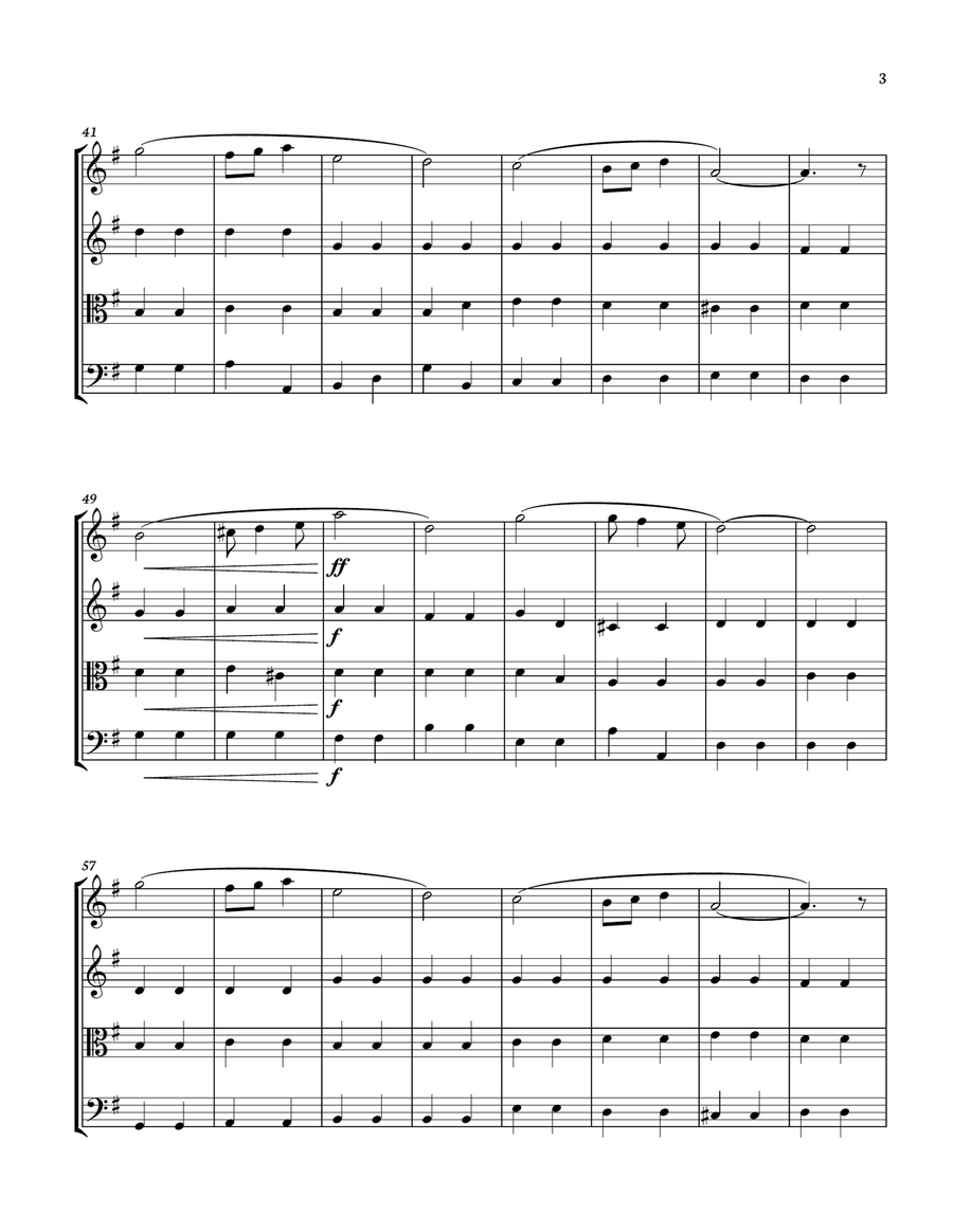 Pomp and Circumstance - String Quartet with chords - Score and parts String Quartet scores gallery preview page 3