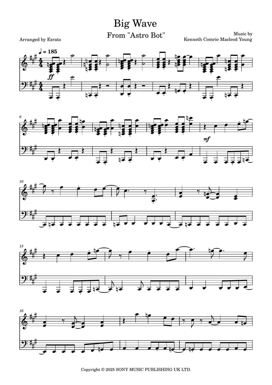 Big Wave Big Wave Piano Solo scores gallery preview page 1