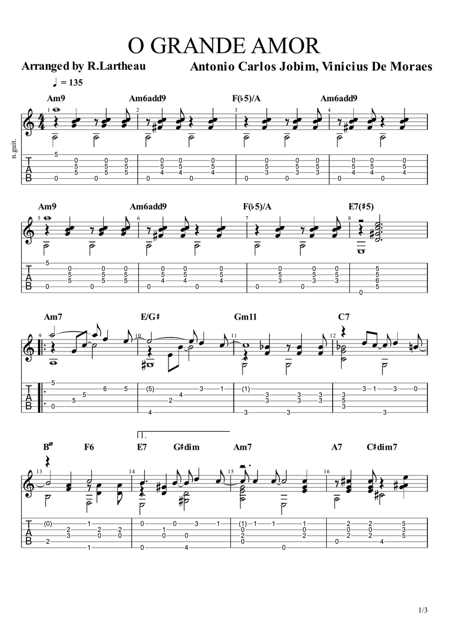 O Grande Amor O Grande Amor Classical Guitar scores gallery preview page 1