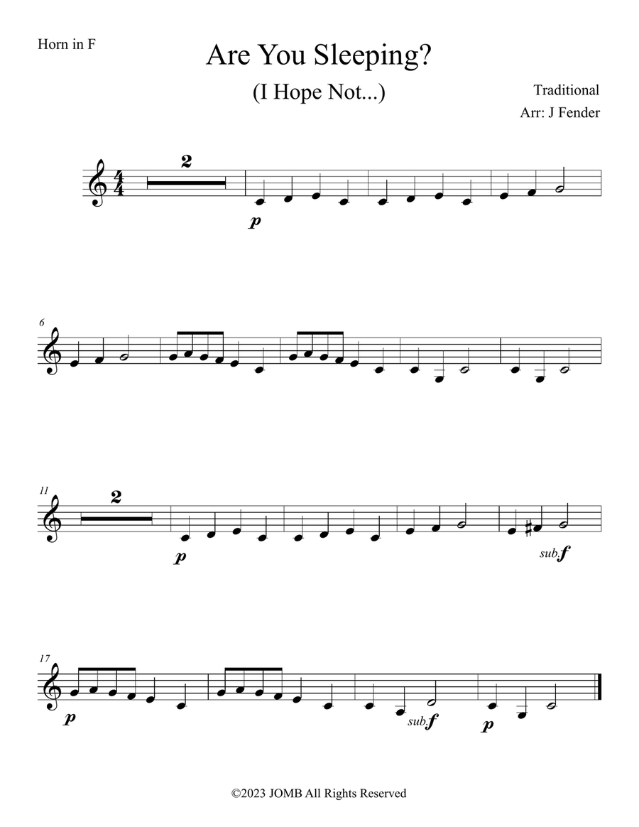 Are You Sleeping (Frère Jacques) Piano scores gallery preview page 1