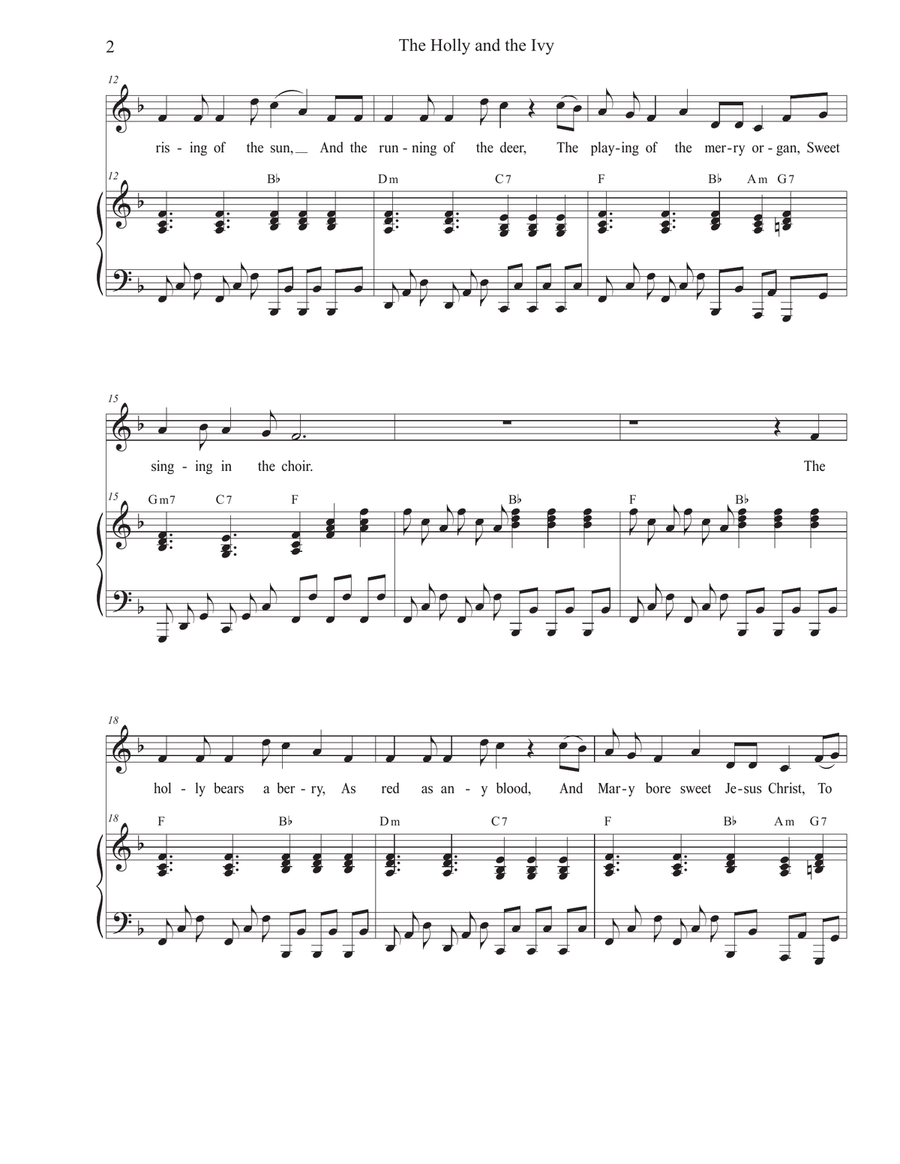 The Holly and the Ivy (Huapango Style) (Vocal solo - High Key) Piano, Vocal scores gallery preview page 2