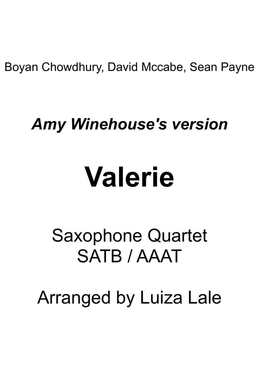 Valerie Valerie Saxophone Quartet scores gallery preview page 1