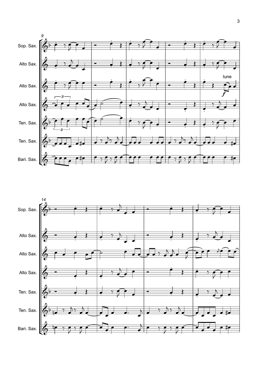 Valerie Valerie Saxophone Quartet scores gallery preview page 3