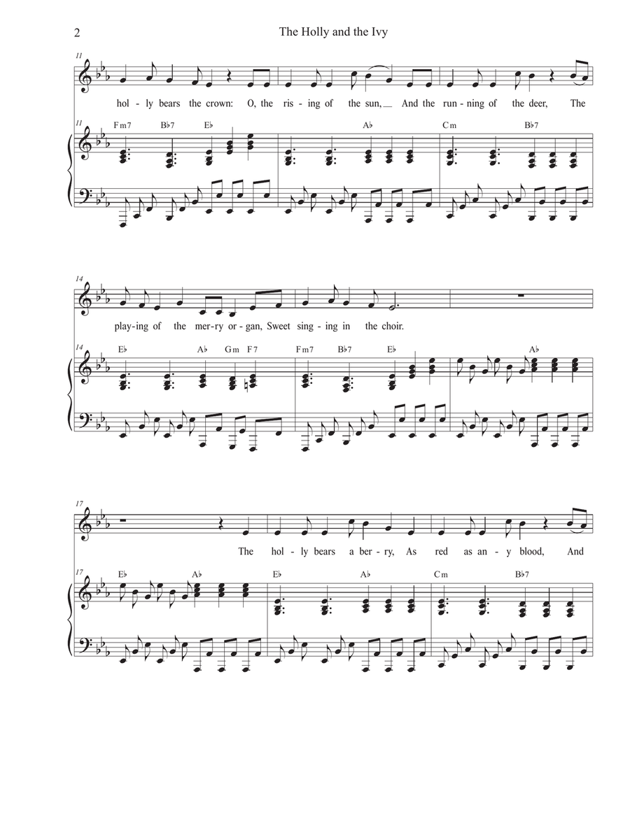 The Holly and the Ivy (Huapango Style) (Unison choir - Medium Key) Unison Choir scores gallery preview page 2