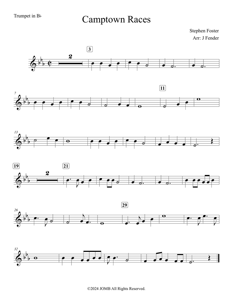 Camptown Races Camptown Races B-Flat Trumpet scores gallery preview page 1