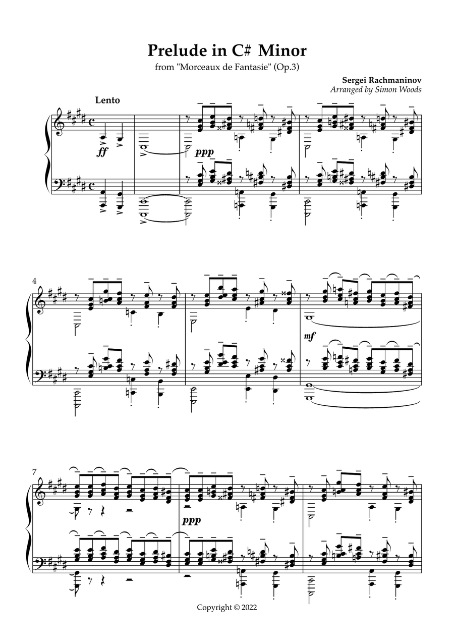 Prelude in C# Minor (Op.3 No.2) [Version for Small Hands] Piano Solo scores gallery preview page 1