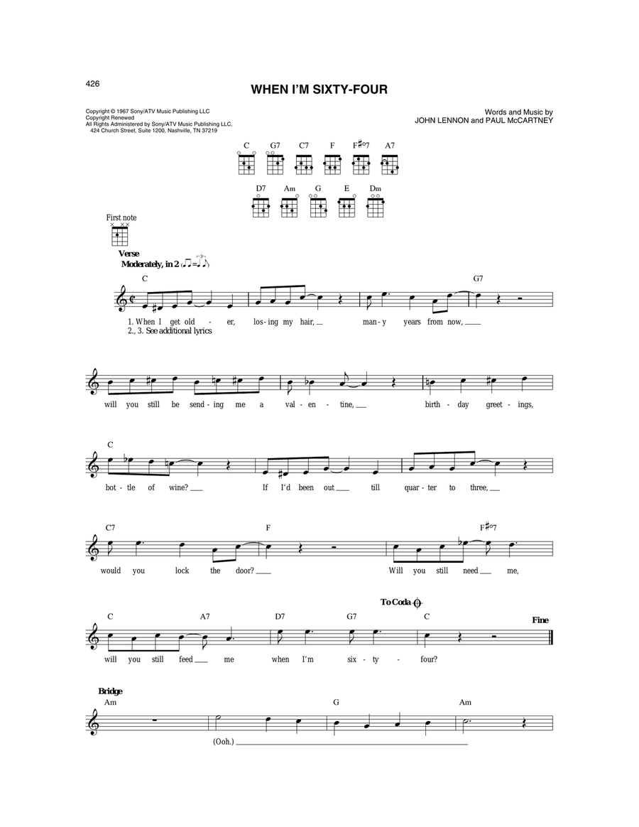 When I'm Sixty-Four When I'm Sixty-Four Mandolin scores gallery preview page 1