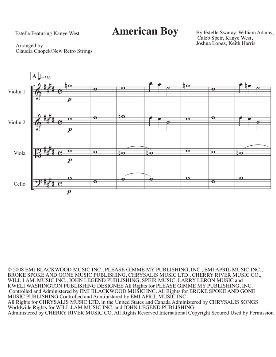 American Boy American Boy String Quartet scores gallery preview page 1
