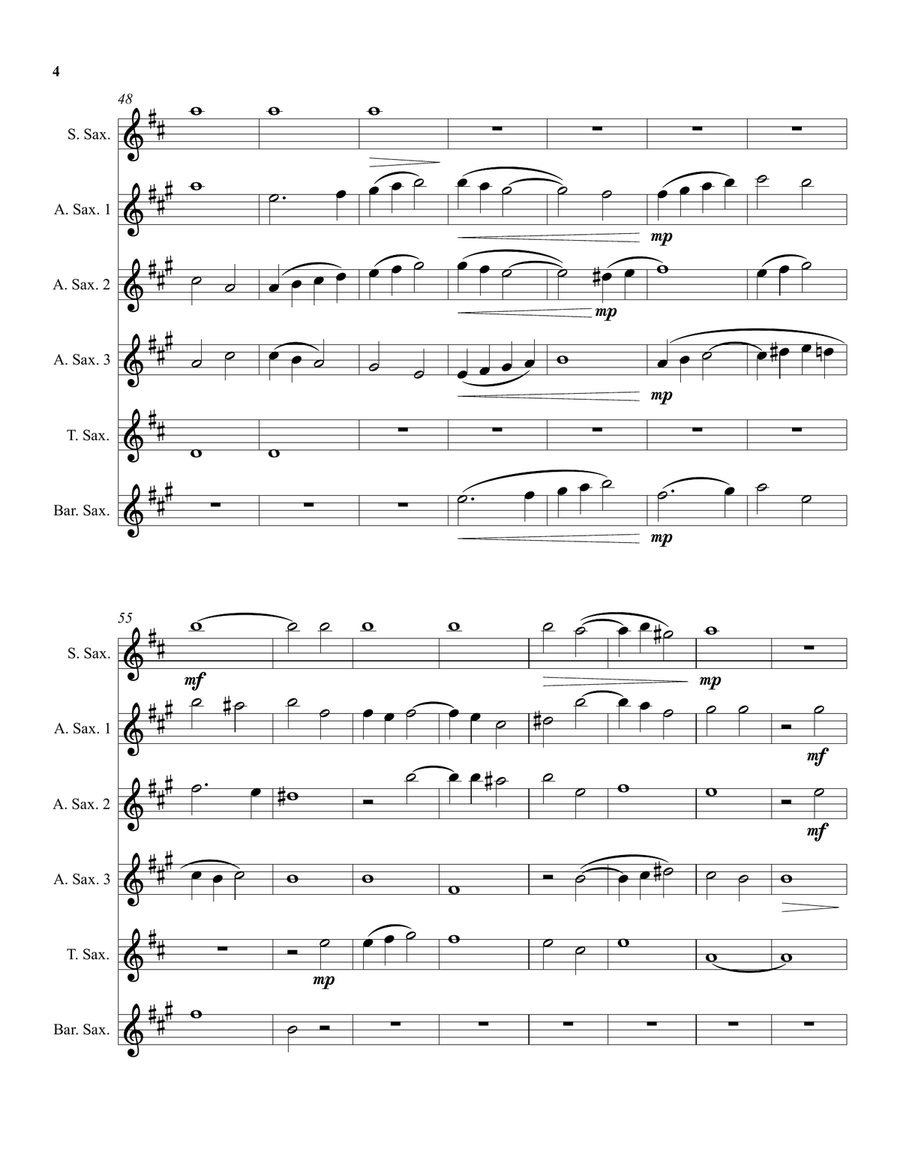 Robert Parsons Ave Maria arranged for saxophone sextet Woodwind Ensemble scores gallery preview page 4