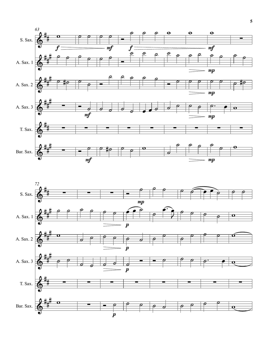 Robert Parsons Ave Maria arranged for saxophone sextet Woodwind Ensemble scores gallery preview page 5