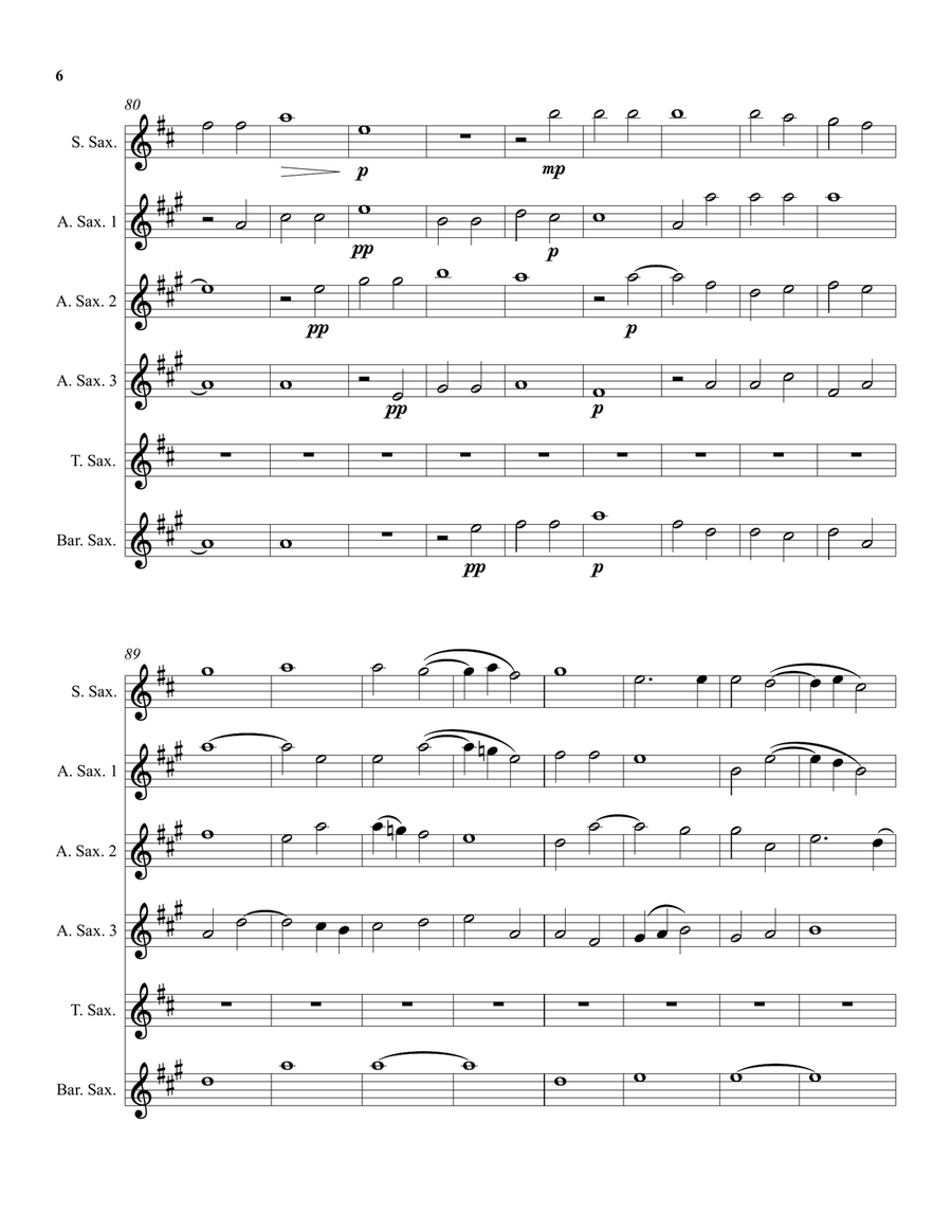 Robert Parsons Ave Maria arranged for saxophone sextet Woodwind Ensemble scores gallery preview page 6