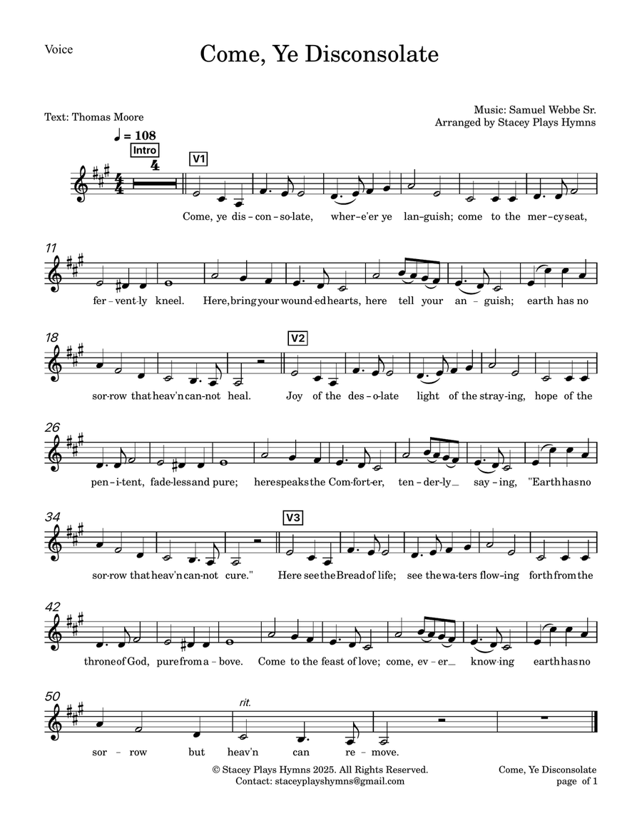 Come, Ye Disconsolate - Low Voice (Original Key) Piano, Vocal scores gallery preview page 2