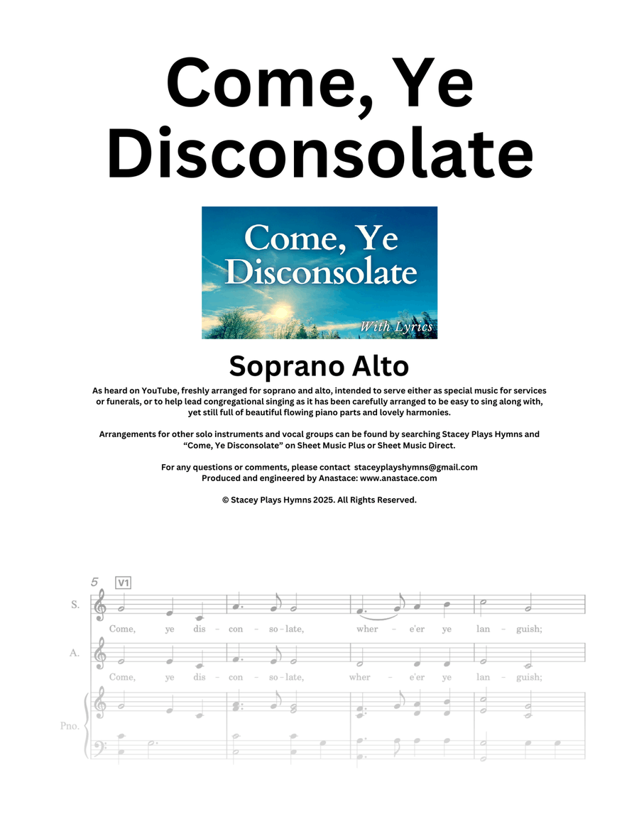 Come, Ye Disconsolate - Soprano Alto SA scores gallery preview page 1