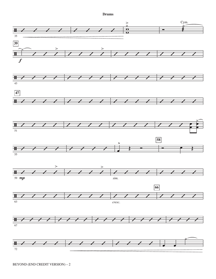 Beyond (End Credit Version) (arr. Mac Huff) - Drums Choir scores gallery preview page 2