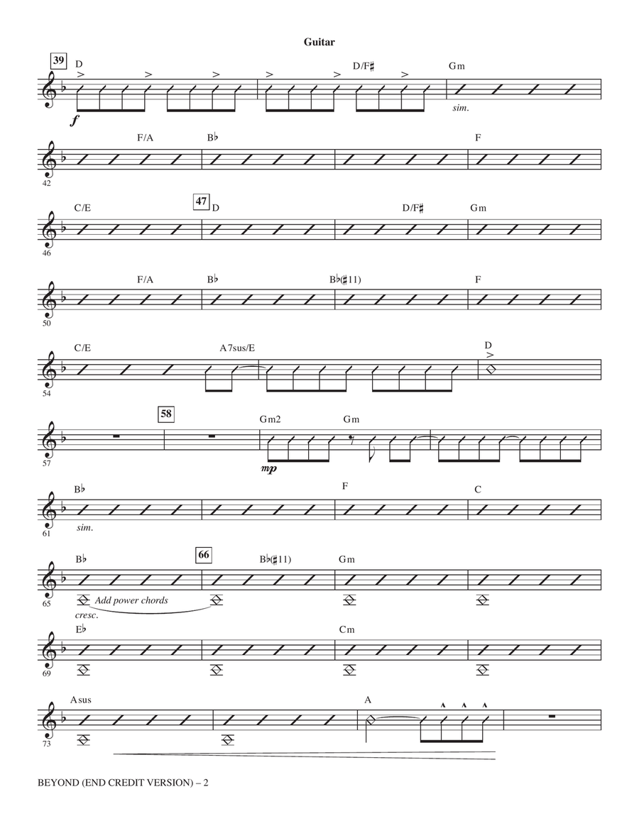 Beyond (End Credit Version) (arr. Mac Huff) - Guitar Choir scores gallery preview page 2